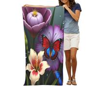 GVYGVY Serviette de plage à séchage rapide - Serviette de bain douce et moderne à imprimé bouquet de papillons n° 581 pour salle de bain, serviettes en microfibre pour le corps, serviette de plage