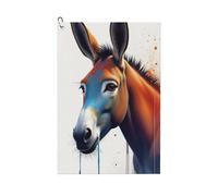 GVYGVY Serviettes de golf pour homme et femme - 61 x 40,6 cm - Imprimé âne moderne coloré n°12 - Serviette absorbante à séchage rapide pour balle de nettoyage et sac de club - Accessoires avec