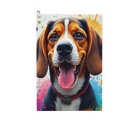 GVYGVY Serviettes de golf pour homme et femme - 61 x 40,6 cm - Imprimé beagle coloré n° 16 - Serviette absorbante à séchage rapide pour balle de nettoyage et sac de club - Accessoires avec mousqueton