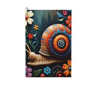GVYGVY Serviettes de golf pour homme et femme - 61 x 40,6 cm, imprimé escargot de dessin animé et fleur n°11 - Serviette absorbante à séchage rapide, accessoires pour sac de club et balle de nettoyage