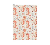 GVYGVY Serviettes de golf pour homme et femme - 61 x 40,6 cm - Imprimé hippocampe rose - Serviette à séchage rapide - Accessoires pour balle de nettoyage et sac de club avec mousqueton