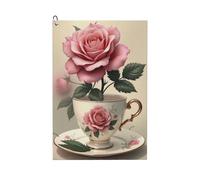 GVYGVY Serviettes de golf pour homme et femme - 61 x 40,6 cm - Imprimé tasse à thé rose n°986 - Serviette absorbante à séchage rapide pour balle de nettoyage et sac de club - Accessoires avec