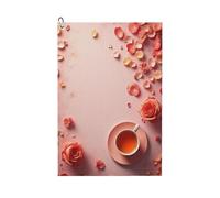 GVYGVY Serviettes de golf pour homme et femme - 61 x 40,6 cm - Imprimé thé rose n°358 - Serviette absorbante à séchage rapide pour balle de nettoyage et sac de club - Accessoires avec mousqueton
