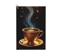 GVYGVY Serviettes de golf pour hommes et femmes - 61 x 40,6 cm - Imprimé café doré abstrait n°13 - Serviette absorbante à séchage rapide pour balle de nettoyage et sac de club - Accessoires avec