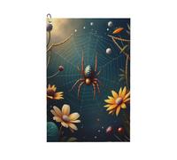 GVYGVY Serviettes de golf pour hommes et femmes - 61 x 40,6 cm - Imprimé fleurs d'araignée de dessin animé n°13 - Serviette absorbante à séchage rapide pour balle de nettoyage et sac de club