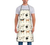 GVYGVY Tabliers de chef pour homme et femme - Motif vache mignonne - Imprimé rétro - Résistant à l'huile - Pour la cuisine ou le barbecue