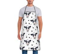 GVYGVY Tabliers de chef pour homme et femme - Tablier à bavette mignon imprimé lunettes de vache résistant à l'huile pour la cuisine ou le barbecue