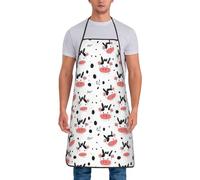 GVYGVY Tabliers de chef pour homme et femme - Tablier à bavette mignon imprimé vache de dessin animé résistant à l'huile pour la cuisine ou le barbecue