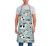 GVYGVY Tabliers de chef pour homme et femme - Tablier à bavette résistant à l'huile avec imprimé vache mignon pour la cuisine ou le barbecue