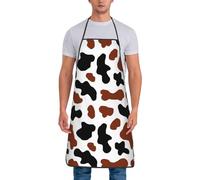GVYGVY Tabliers de chef pour homme et femme - Tablier marron et noir imprimé vache résistant à l'huile pour la cuisine ou le barbecue
