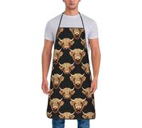 GVYGVY Tabliers de chef pour homme et femme - Tablier réaliste avec imprimé vache mignon résistant à l'huile pour la cuisine ou le barbecue