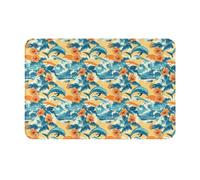 GVYGVY Tapis de porte d'entrée extérieur intérieur extérieur - Motif paysage de dauphin hawaïen - Tapis de cuisine pour sol, tapis de salle de bain fin lavable pour dessous de porte, tapis de bain