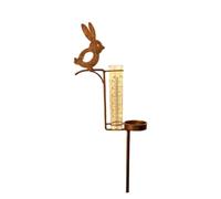 GVZUGM Pluviomètre Lapin en Fer Forgé pour Jardin | Mangeoire à oiseaux for cour extérieure enfichable, ornements de décoration de jardin