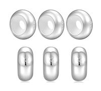 GW Charms Stopper de Breloques pour Bracelet avec Caoutchouc en Argent Sterling 925 Perles Compatible pour Européen Bracelets à Breloques (Argent, Lot de 6)