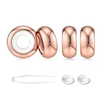 GW Charms Stopper de Breloques pour Bracelet avec Caoutchouc en Argent Sterling 925 Perles Compatible pour Européen Bracelets à Breloques (Or Rose, Lot de 4)