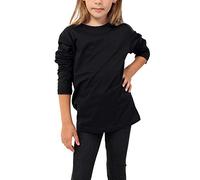 GW CLASSY OUTFIT - T-shirts à manches longues unis pour enfants filles et garçons - Hauts basiques pour école - T-shirts pour enfants à col rond - Pulls uniformes - Tailles UK, Noir , 13-14 ans