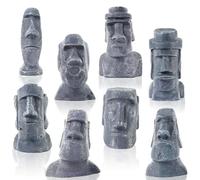 GW Lot de 8 mini statues d'île de Pâques Moai miniatures en résine pour salon et chambre à coucher Sculpture antique Bureau Bibliothèque