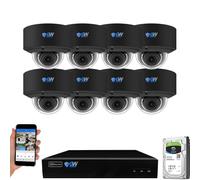 GW Security 8 Mpix (3840 x 2160) H.265+ Caméra IP NVR avec UHD 4K 2.8-12 mm Varifocal PoE HD Reconnaissance Visage Analytique Intelligence, Dome Camera System, 8 Camera System