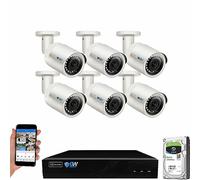 GW Security HD IP 4K H.265 NVR 5MP Système de sécurité avec IP PoE 5MP 1080P Caméras de sécurité, Bullet Camera System, 6 Camera System