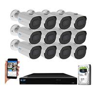 GW Security NVR Caméra de sécurité IP PoE avec caméra à lentille varifocale extérieure 2,8-12 mm, Bullet Camera System, Package5: 12 Camera System
