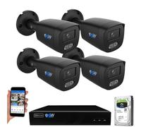 GW Security Système de caméra de sécurité NVR 4K 8 canaux 12 MP avec 4 x 8 MP PoE Vision nocturne couleur à temps plein intérieur/intérieur/extérieur Caméras Bullet intelligentes AI, disque dur de 2