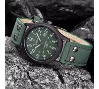 Gw7900b-1 Montre à quartz pour homme avec bracelet en cuir et date, Vert, taille unique
