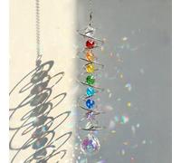 GWAHSA Attrape-soleil en forme de boule en spirale, attrape-soleil en cristal avec sept perles chakras, suspension de fenêtre pour intérieur, maison, extérieur, décoration de jardin, cadeau de fête