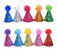 GWAWG 10 Pièces Chapeaux Cône de Fête,chapeaux de fête différents en papier,cotillons hologrammes multicolores,Chapeaux de Fête Pour Anniversaire Fêtes de Bébé