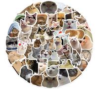 GWAWG 100Pcs Kit d'autocollants chat, autocollants chaton mignon, autocollants jetables imperméables esthétiques pour livre de guitare, valise, bouteilles d'eau,ordinateur portable,planche à roulettes