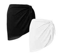 GWAWG 2 PCS plage enveloppé court maillot de Bikini sarong mousseline de soie maillot de bain enveloppé jupe maillot de bain noir