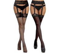 GWAWG 20 Deniers Bas Porte-Jarretelles Bas Nlon à Couture Styling Bas Fins Unis Dentelle Bas Hauts Collant (FR/ES, Alpha/lettres, Taille unique, Taille normale, Taille normale, Noir et Noir)