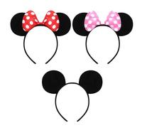GWAWG 3PCS Mickey Minnie Bandeaux, Oreilles de Minnie Mouse, Adultes et Enfants Utilisé Pour la Mascarade, Cospaly Accessoire Dessin Animé pour Fille Décoration Fête Baby Shower, Noir