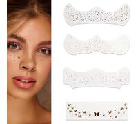 GWAWG 4PCS Glitter Freckles Tattoo Tatouages Pailletés Temporaires pour Visage Gold Glitter Freckles Makeup Patches Tatouage Noël et Strass Visage pour Fêtes Festivals et Halloween Tatouage Éphémère