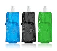 GWAWG 500ML F Lot de 3 bouteilles de sport pliables en plastique avec clip pour sports de plein air, vélo, randonnée, voyage
