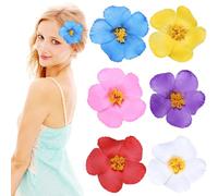GWAWG 6 Pièces barrettes à cheveux en forme de fleur hawaïenne,pince à cheveux à fleurs tropicales,Fleur Artificielle Pinces À Cheveux,Fleur Épingle À Cheveux Pour Les En Bord De Mer Accessoires