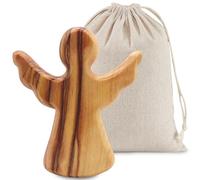 GWAWG Ange Gardien en Bois d’Olivier, Figurine Artisanale Porte-Bonheur, Symbole de Protection et Réconfort, Décoration Spirituelle, Cadeau de Bien-être, Baptême, Communion, Noël, Fête des Mères
