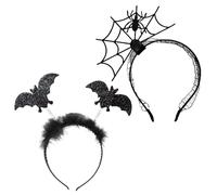GWAWG Bandeaux d'Halloween,Chauve-Souris Araignée Sorcière Diable Cornes Bandeau pour Enfants Adultes Halloween Couvre-Chef Cosplay Déguisement Accessoires de Costume (2, one size)