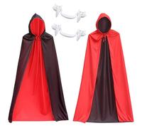 GWAWG Cape Vampire Halloween, Capes Réversibles à Capuche pour Adultes et Enfants, avec 2 Crocs, pour Costumes de Cosplay et Fêtes Costumées