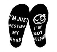 GWAWG Chaussettes amusantes pour homme et femme, chaussettes amusantes avec inscription « I'm not sleep I'm just rest my eyes », chaussettes d'anniversaire de Noël pour papa, homme, maman, femme,