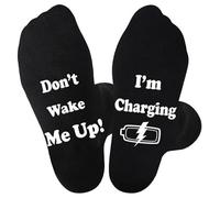 GWAWG Chaussettes Drôles Coton, Chaussettes Rigolotes Homme (FR/ES, Alpha/lettres, Taille unique, Taille normale, Taille normale, Standard, Don't wake up, I'm charging)