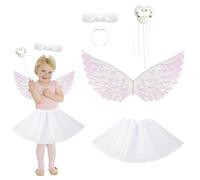 GWAWG Costumes Girls Angel,Tutu Skirt Angel Wings and Halo Angel Wing Wand,Fancy Dress for Carnival Christmas Nativity 4-12 Years (White)