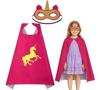 GWAWG Déguisement Licorne Fille,Capes de Super Héros pour Filles,Cape et Masque de Super Héros,Costumes de Super Habiller pour Noël Halloween Carnaval (Pink)