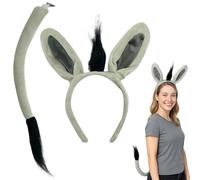GWAWG Donkey Costume Accessory Kit,Donkey Ears and Tail Headband Nose Bow Tie Set,Animal Costume Set,Animal Ears and Tail Set,Halloween Theme Party Cosplay Birthday Props Cartoon Show Book day (A)