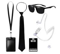 GWAWG Ensemble Accessoires Costume Agent Secret Tenue Service Secret Gadgets Espion Lunettes, Earpiece, Kit Mission Cadeau Halloween Cosplay
