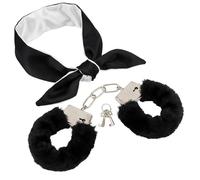 GWAWG Ensemble menottes et bandeaux pour les yeux pour couples, poignets souples noirs et masque pour les yeux pour adultes, accessoires de chambre, cadeau de Saint-Valentin, costume de jeu de rôle
