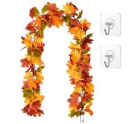GWAWG Guirlande de Feuilles d'érable artificielles pour décoration d'automne, Plante à Suspendre pour Maison, Jardin, Mur, Porte, cheminée, décoration avec Crochet, fête de Mariage, Thanksgiving, 175