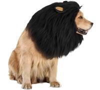 GWAWG Lion Mane Wig for Dog and Cat Costume, Adjustable Pet Costume with Ears for Dog (Black)
