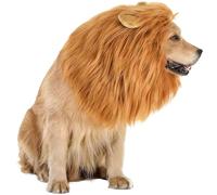 GWAWG Lion Mane Wig for Dog and Cat Costume, Adjustable Pet Costume with Ears for Dog (Brown)