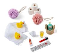 GWAWG Lot de 15 accessoires de maison de poupée miniature, ensemble de bain pour maisons de poupée, accessoires créatifs pour enfants, garçons et filles à partir de 3 ans, idéal pour les décorations