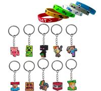 GWAWG Lot de 16 porte-clés Miner en caoutchouc, fournitures de fête d'anniversaire, pendentif pour sac à dos, cadeau d'anniversaire